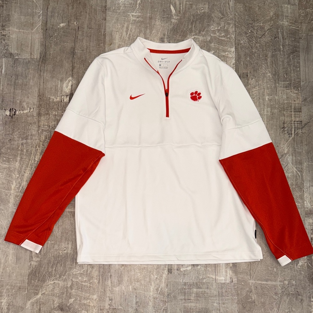Nike White and orange Long Sleeve pullover